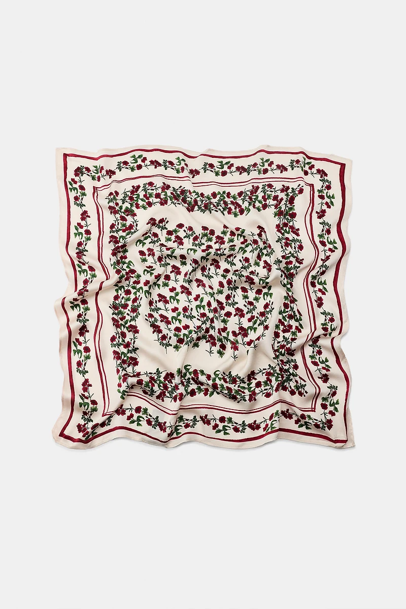 100% VISCOSE FLORAL PRINT BANDANA SCARF