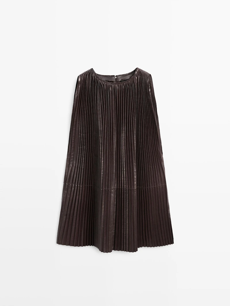 Long pleated nappa leather top - LIMITED