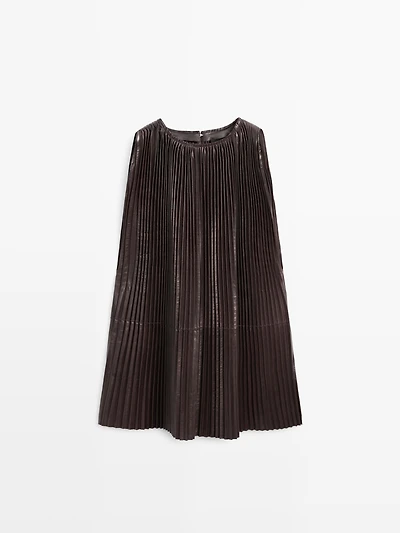 Long pleated nappa leather top - LIMITED