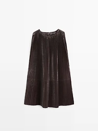 Long pleated nappa leather top - LIMITED