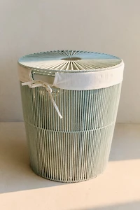 COTTON LINED LAUNDRY BASKET WITH LID