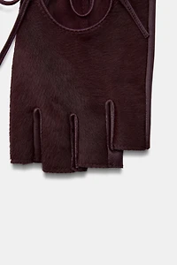 MITAINES EN CUIR EFFET FOURRURE