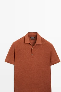 Polo 100 % lin à manches courtes