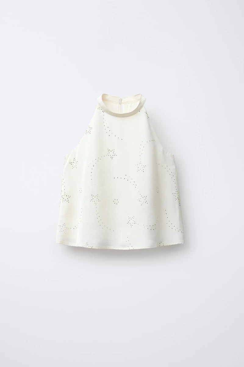 RHINESTONE HALTER NECK TOP