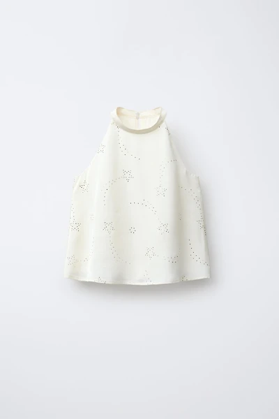 TOP À COL HALTER STRASS