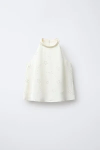 RHINESTONE HALTER NECK TOP