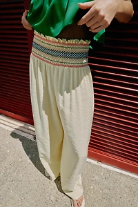 PANTALON LARGE À TAILLE ÉLASTIQUE