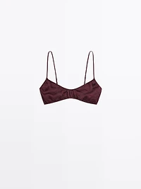 Gathered satin triangle bra