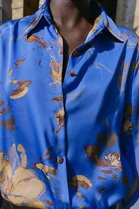 FLORAL PRINT SATIN SHIRT