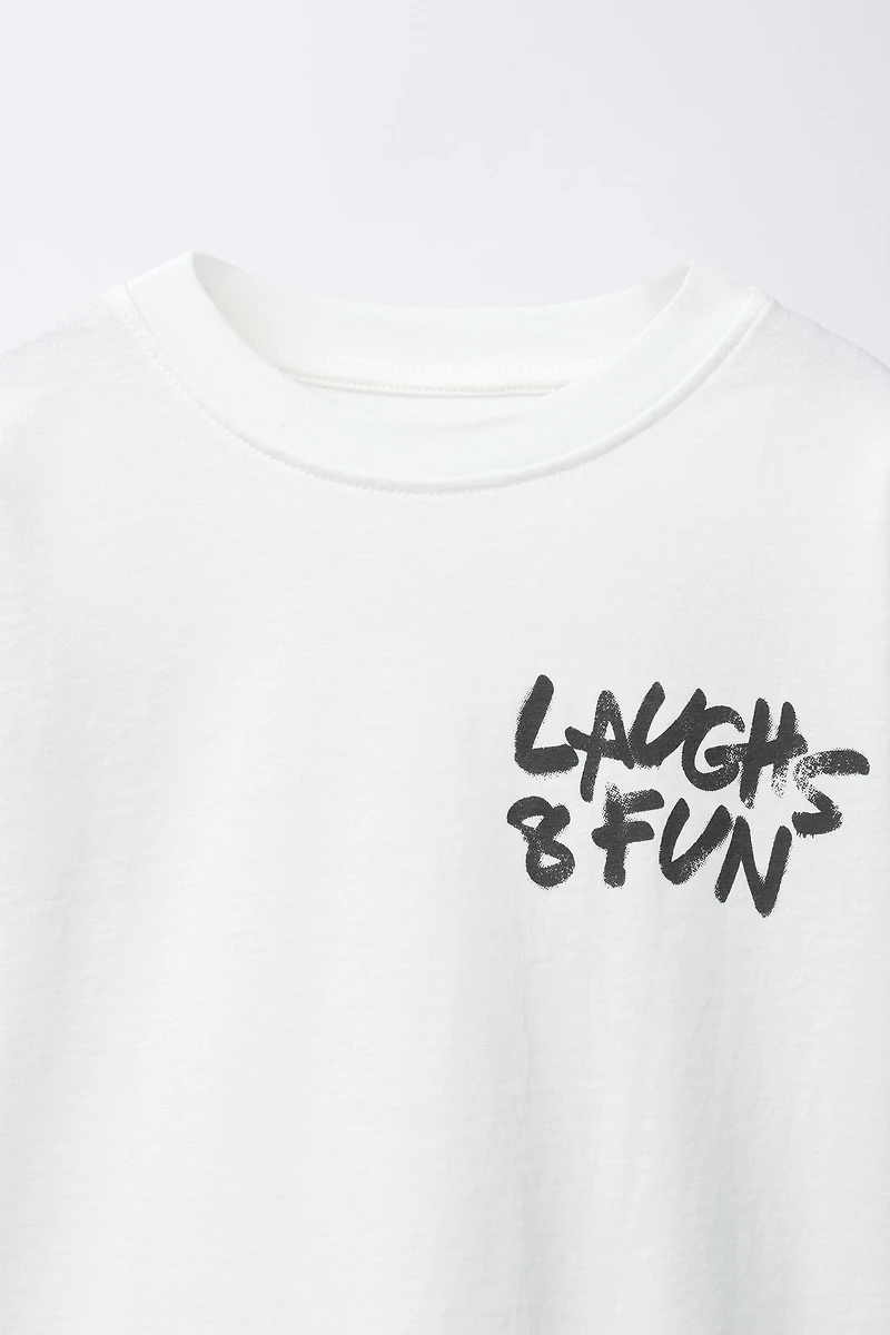 DOUBLE SLEEVE TEXT PRINT T-SHIRT