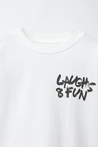 DOUBLE SLEEVE TEXT PRINT T-SHIRT