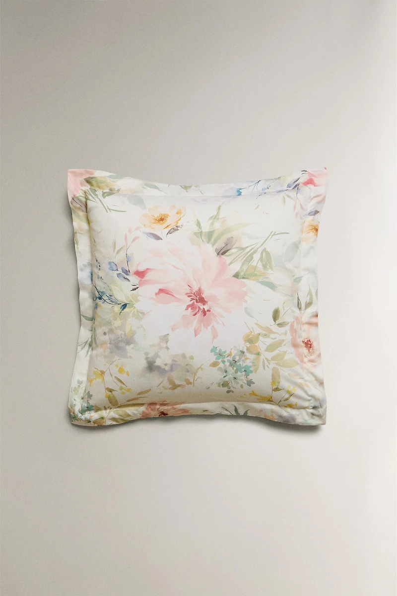 TAIE D’OREILLER SATIN IMPRIMÉ FLEUR