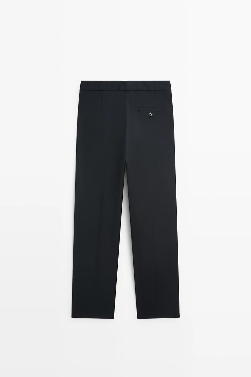 100% cool wool straight-leg pants