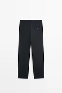 100% cool wool straight-leg pants