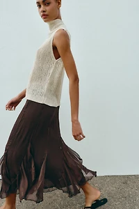 RUFFLED LACE MIDI SKIRT