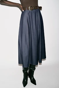 BELTED COMBINATION MIDI DRESS
