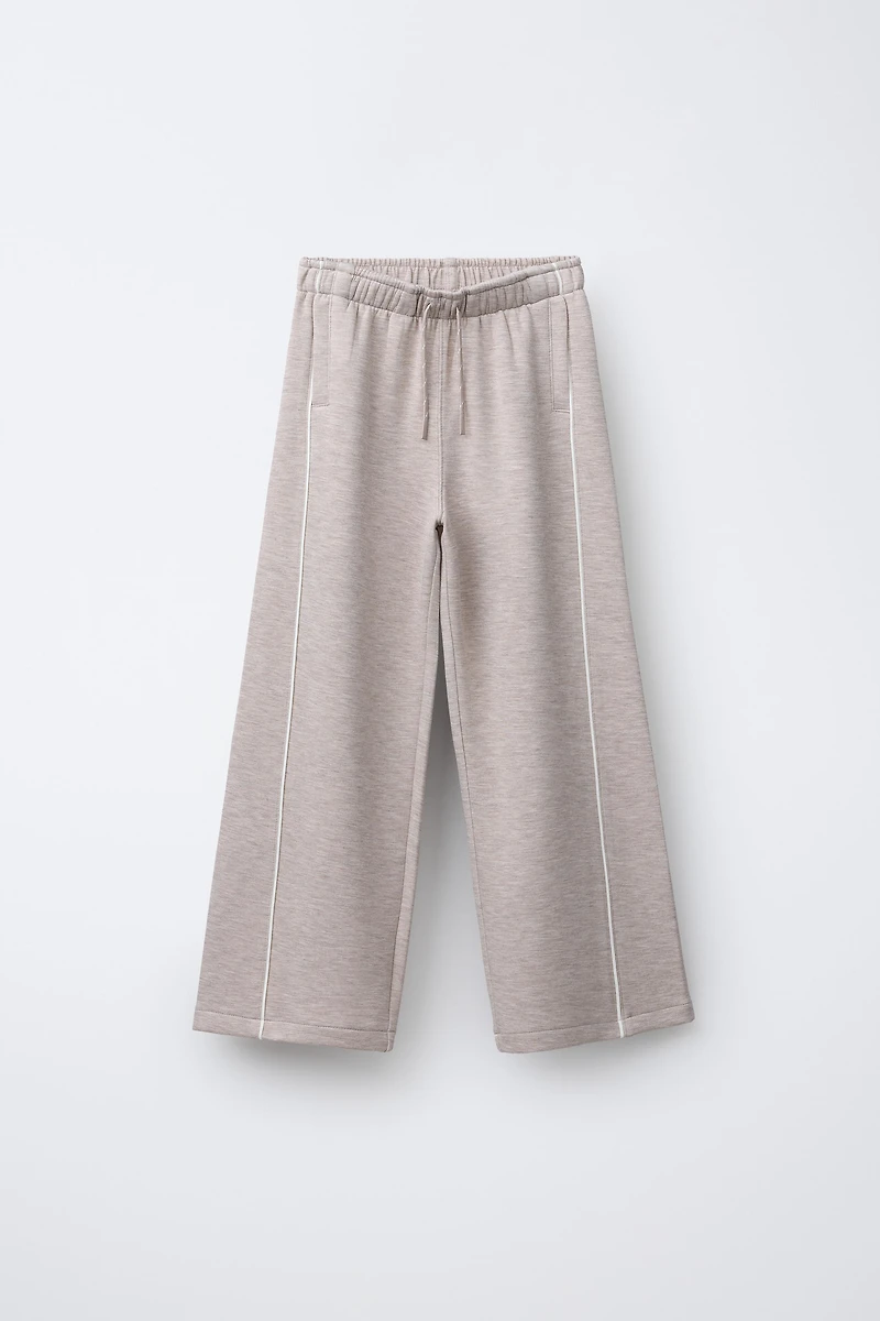 PANTALON WIDE LEG GYM LISERÉS CONTRASTE