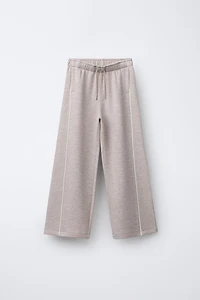 PANTALON WIDE LEG GYM LISERÉS CONTRASTE