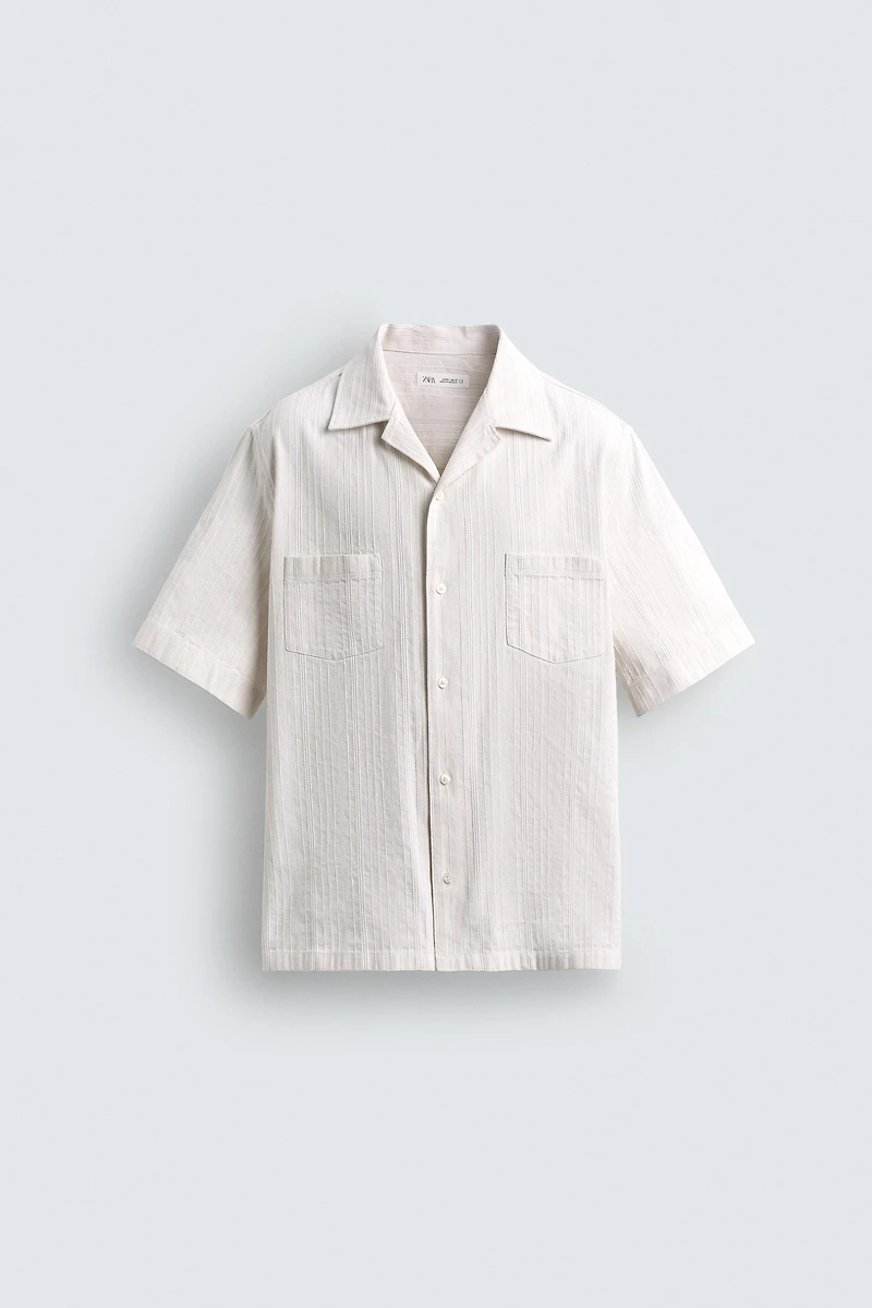 RELAXED FIT STRIPED JACQUARD SHIRT