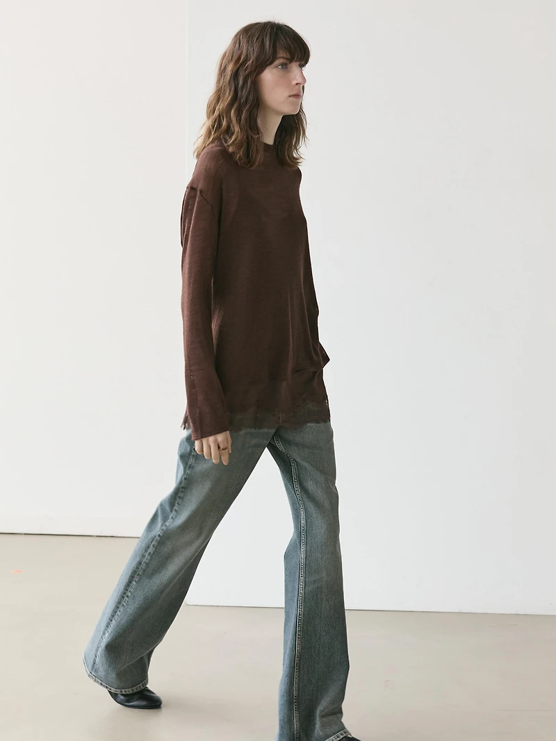 Long sleeve T-shirt with lace detail