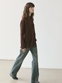 Long sleeve T-shirt with lace detail