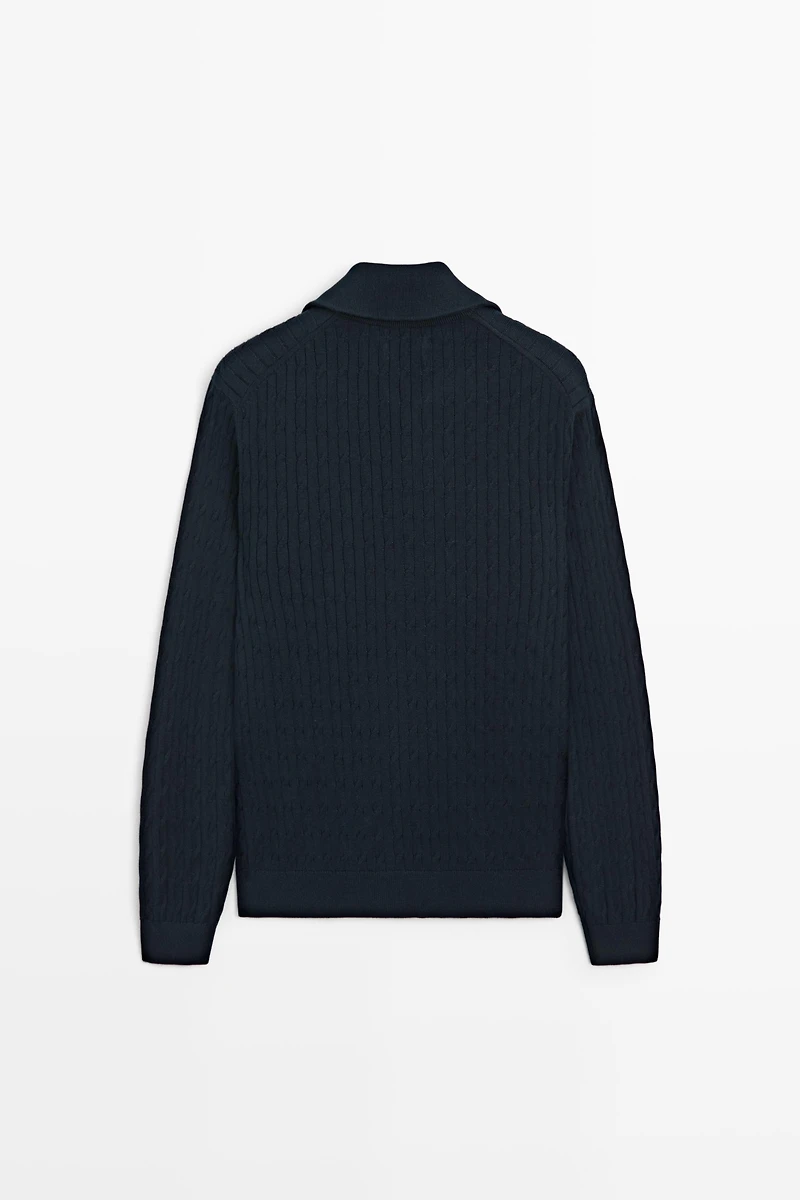 Pull en maille à col camionneur zippé