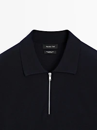 Pull polo en maille de laine mérinos