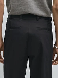 Cotton blend slim fit trousers