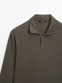 Zipped high neck polo shirt