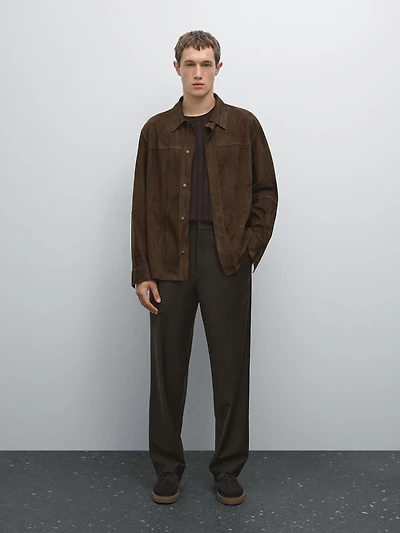 Wool blend jogger fit trousers
