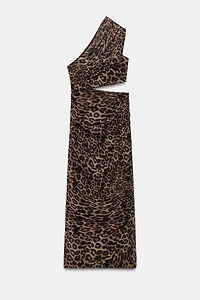 ANIMAL PRINT SLIT MAXI DRESS
