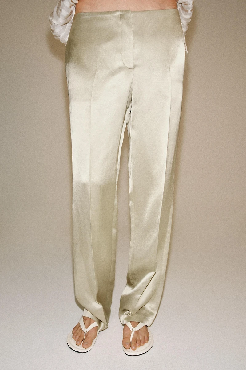 ZW COLLECTION LINEN BLEND STRAIGHT-LEG TROUSERS