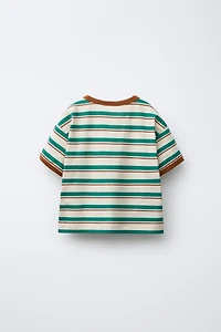 STRIPED TRIM T-SHIRT