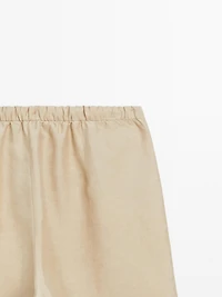 Flowing linen blend barrel fit trousers
