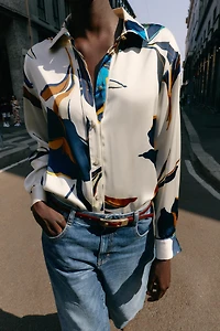 FLORAL PRINT SATIN SHIRT