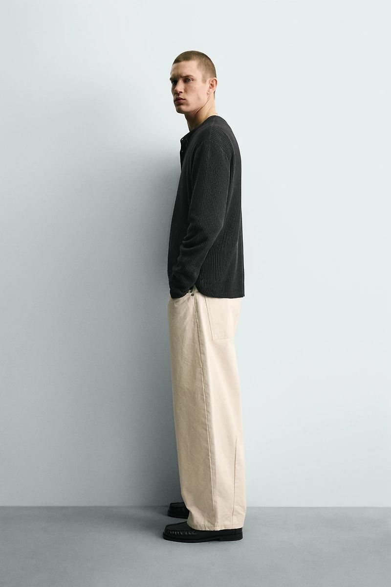 HENLEY NECK TEXTURED JUMPER