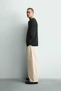 HENLEY NECK TEXTURED JUMPER