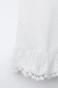 RUFFLED AND EMBROIDERED PANTS