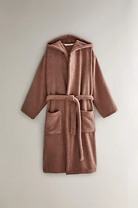(380 GXM²) PEIGNOIR EXTRA-DOUX À CAPUCHE