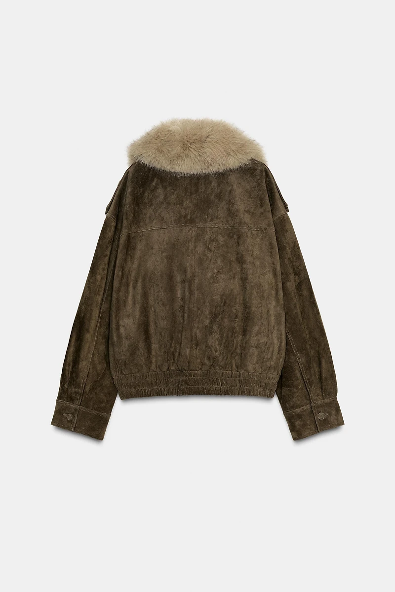 100% SUEDE LEATHER JACKET WITH FUR