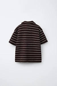 STRIPED WAFFLE SHIRT AND BERMUDA SET