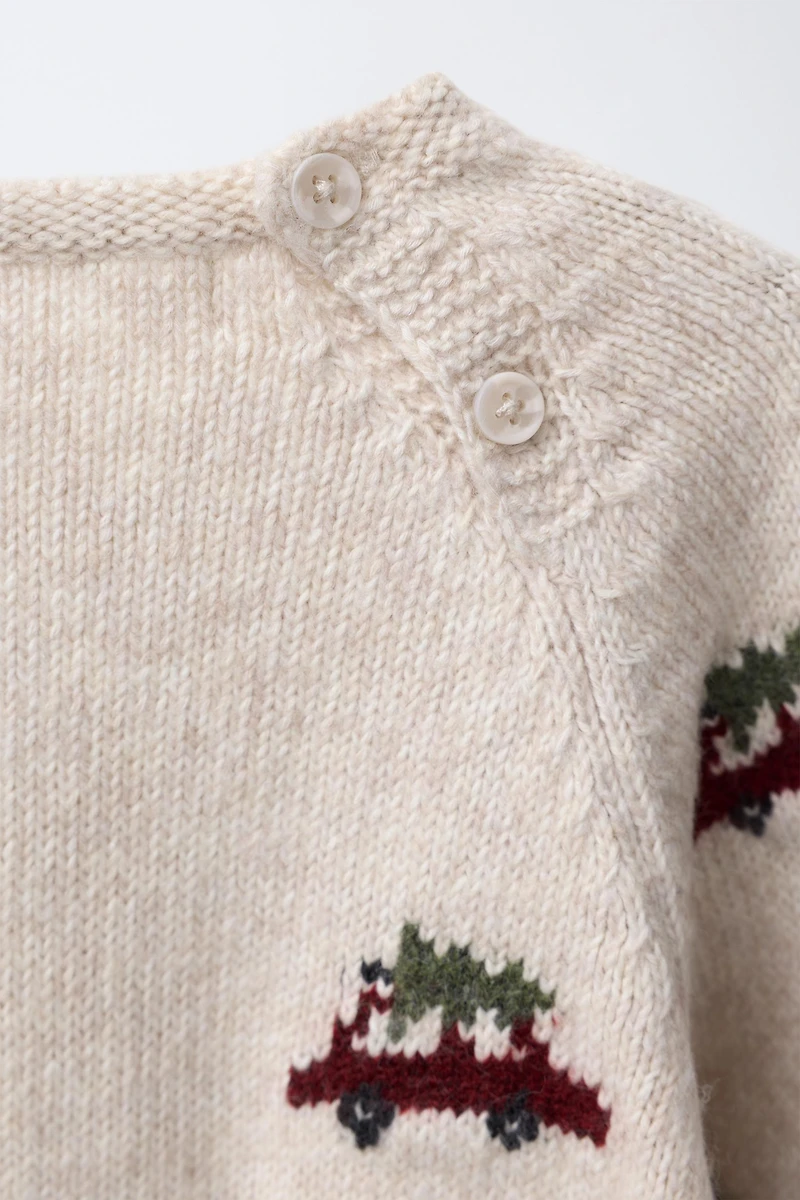 PULL EN MAILLE VOITURES ET ARBRES