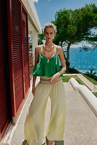 ELASTIC WAIST WIDE LEG PANTS