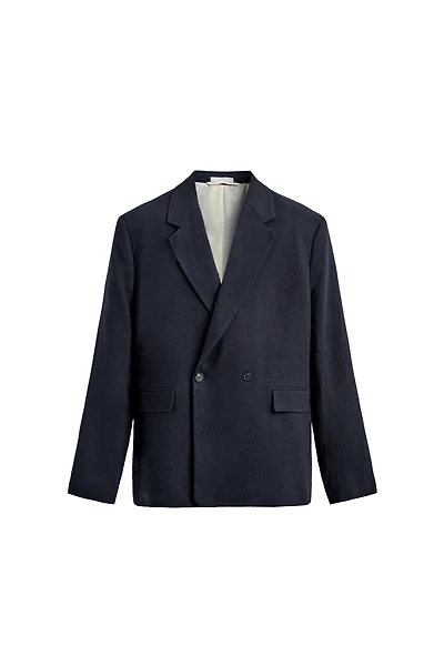 DOUBLE BREASTED LINEN - COTTON SUIT JACKET