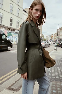 WATER REPELLENT WINDPROOF DOUBLE-BREASTED TRENCH COAT