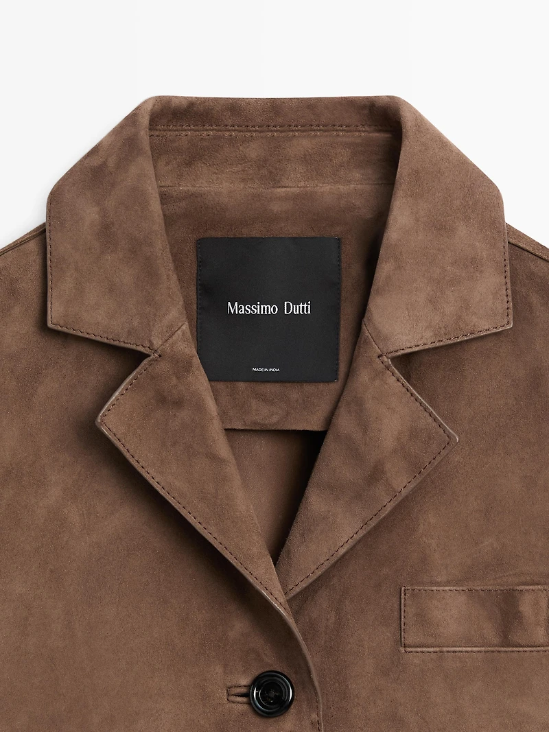Flowing leather jacket with suede finish