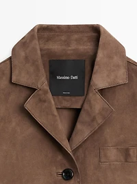 Flowing leather jacket with suede finish