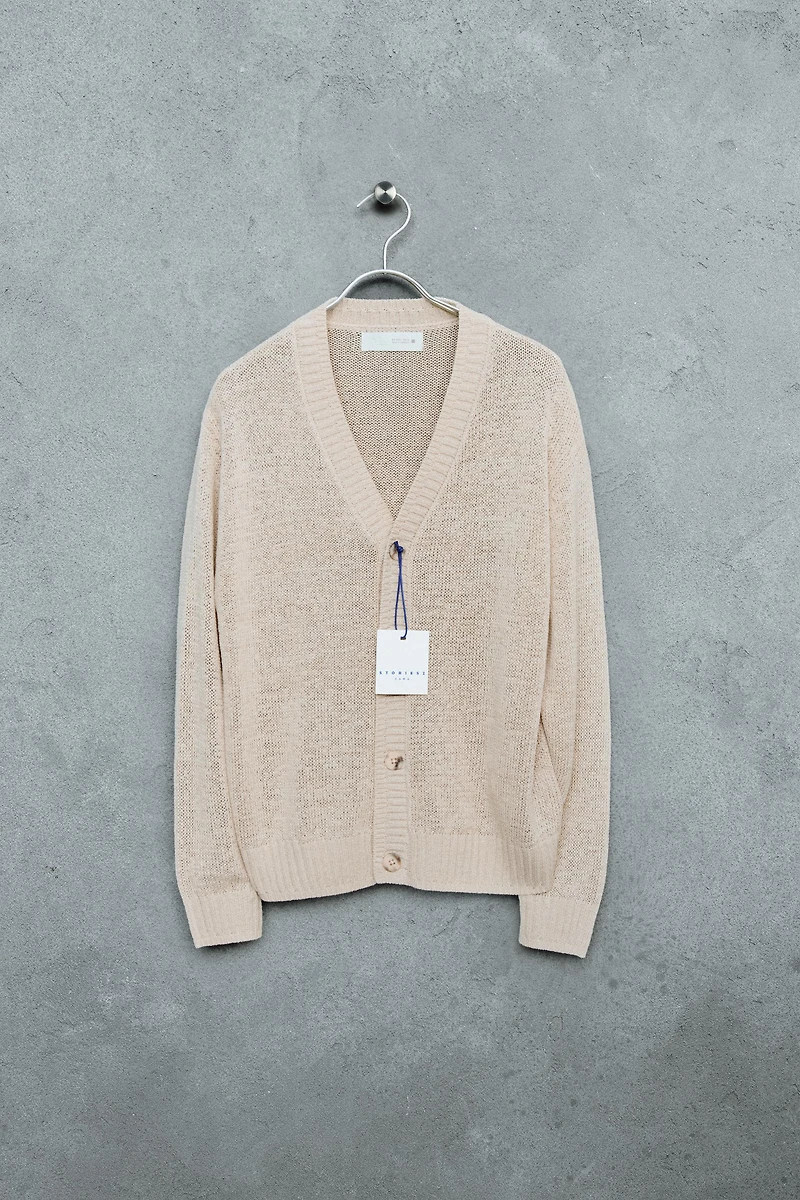 STORIESZ - RELAXED FIT LINEN AND COTTON KNIT CARDIGAN