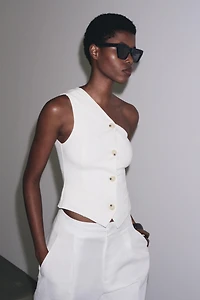 TOP GILET ASYMÉTRIQUE INTERLOCK