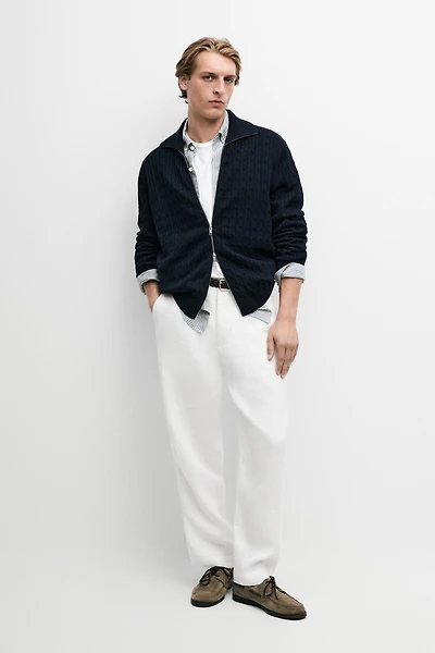 100% cotton braided knit cardigan